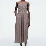 COS Striped Gathered Waist Midi Dress