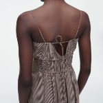 COS Striped Gathered Waist Midi Dress