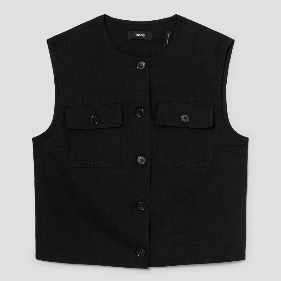 Theory Women Good Crunch Trucker Vest - Black