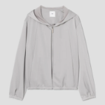 KUHO Hooded Zip-Up Blouse - Beige