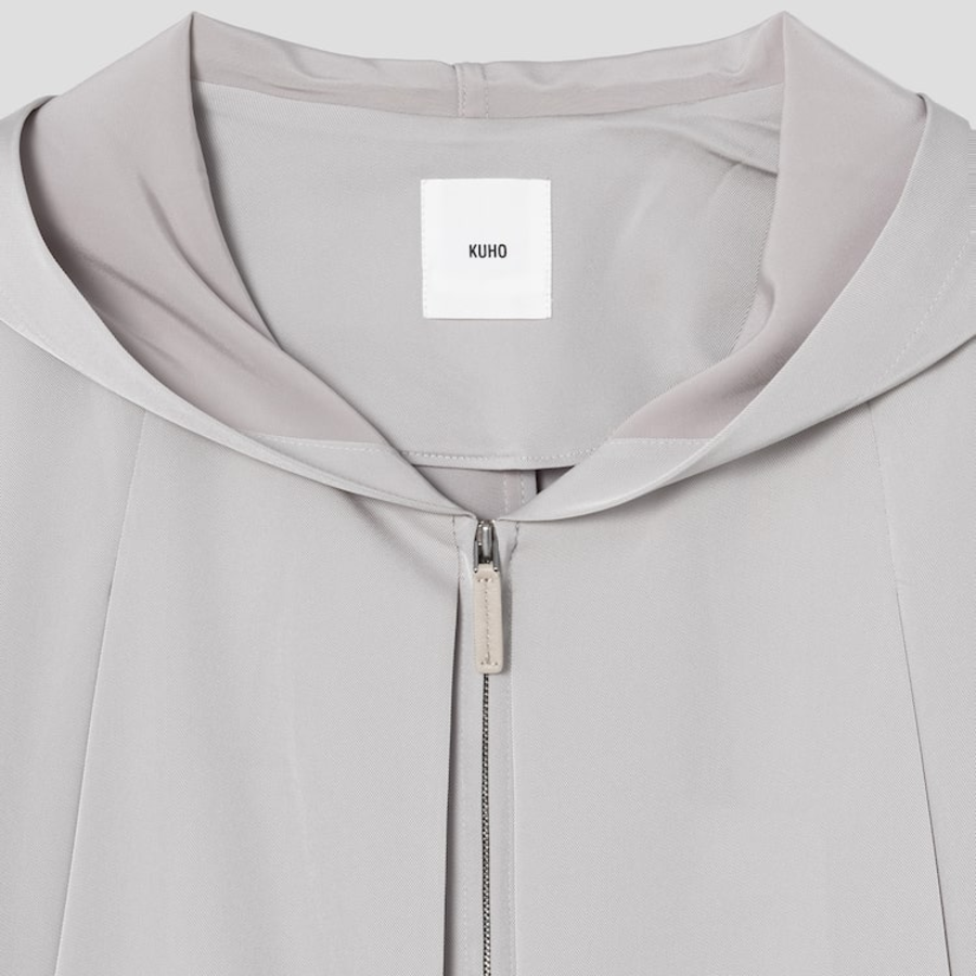 KUHO Hooded Zip-Up Blouse - Beige