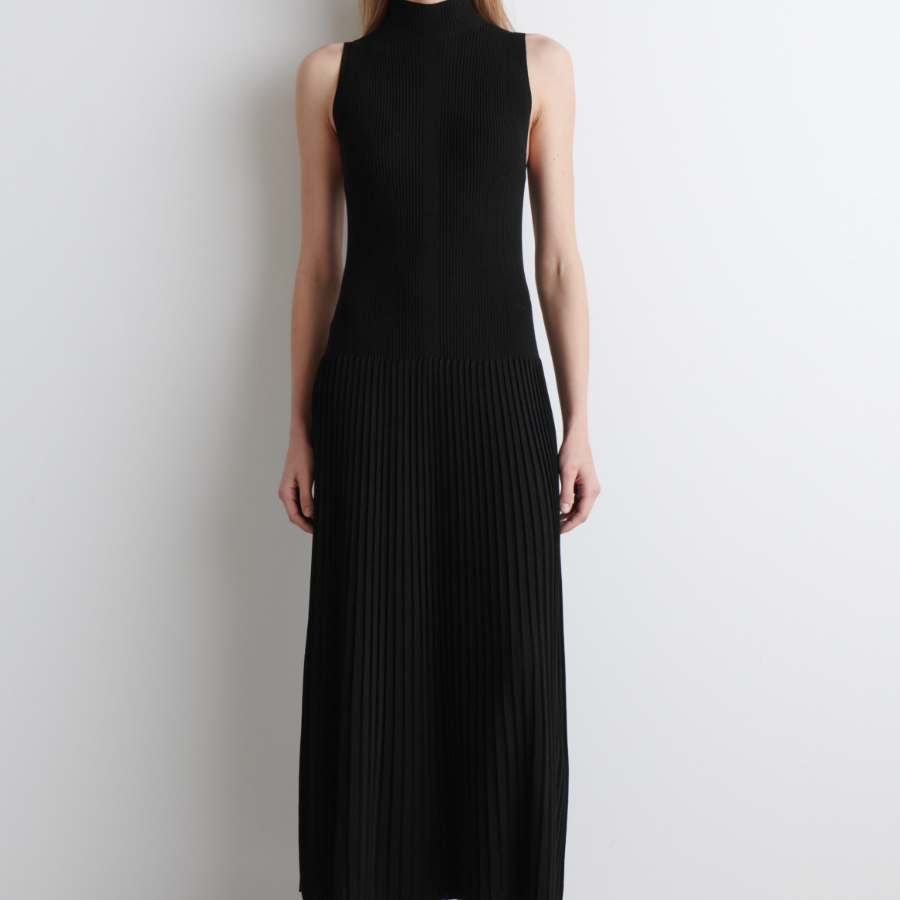 COS Pleated High-Neck Midi Dress