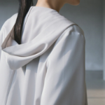 KUHO Hooded Zip-Up Blouse - Beige