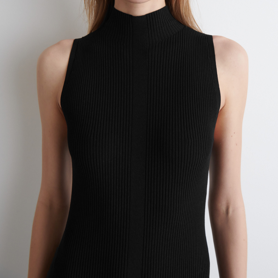 COS Pleated High-Neck Midi Dress