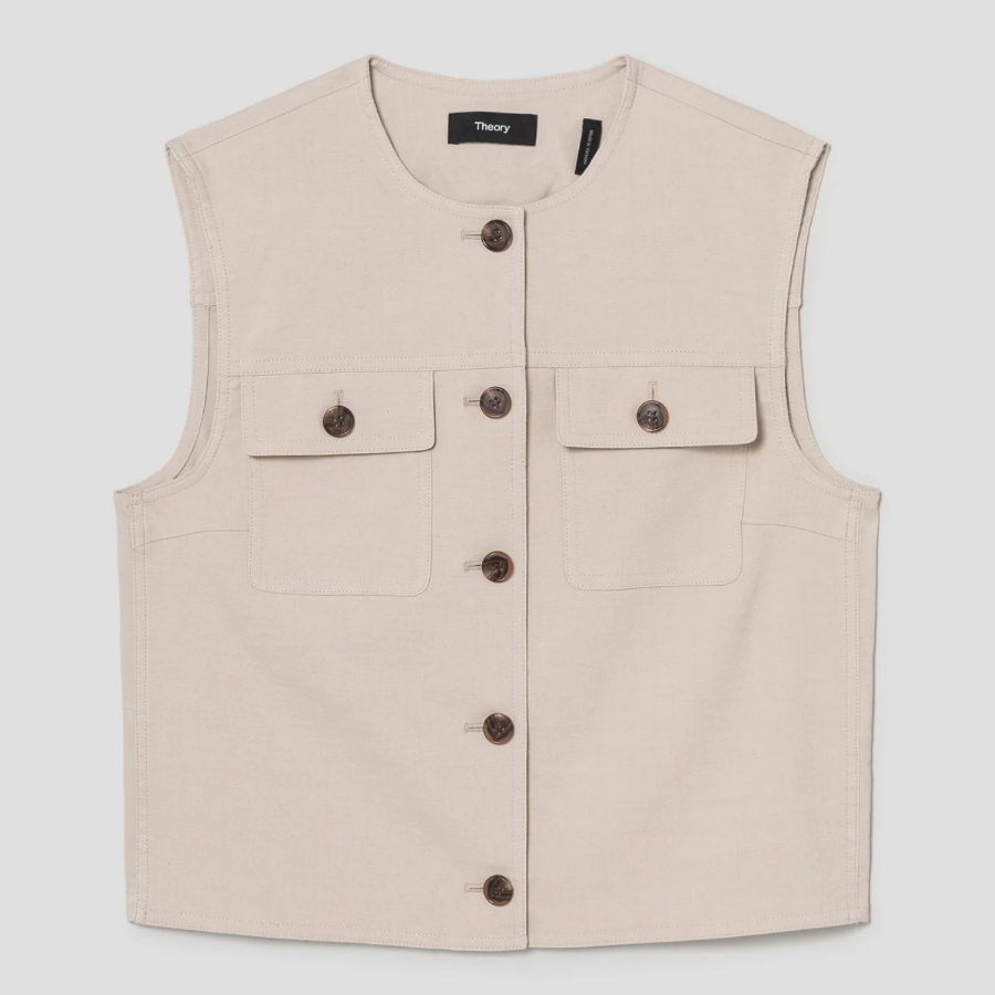 Theory Women Good Crunch Trucker Vest - Straw