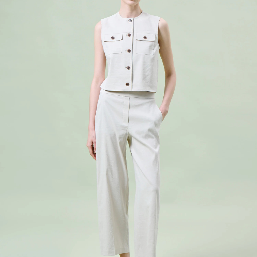 Theory Women Good Crunch Trucker Vest - Straw