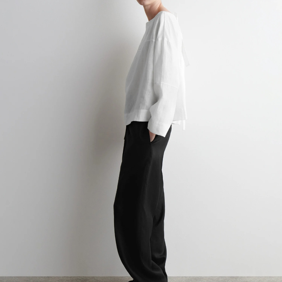 COS Tie-Detail Linen Blouse