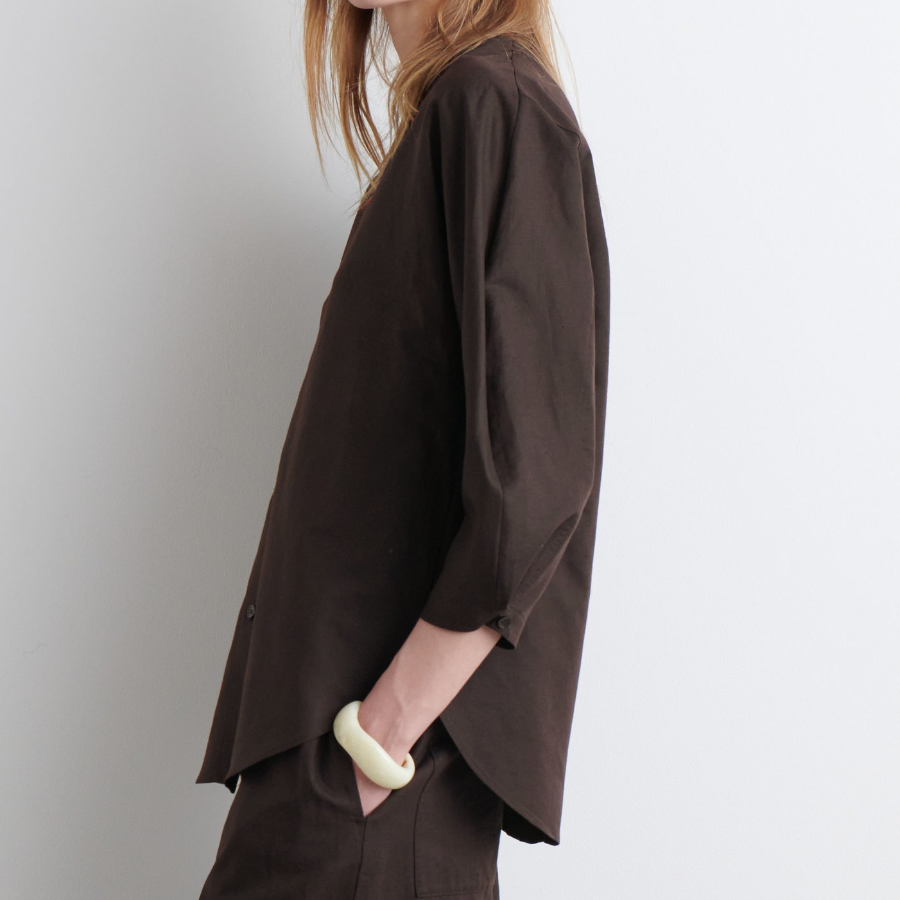 COS V-Neck Linen-Cotton Shirt