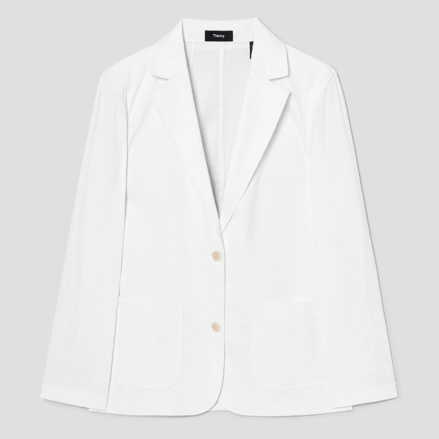 Theory Women White Crunch Relaxed Patch Jacket - White