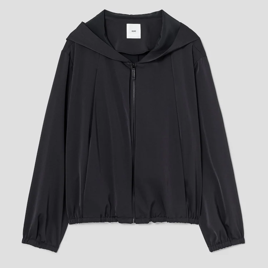 KUHO Hooded Zip-Up Blouse - Ash