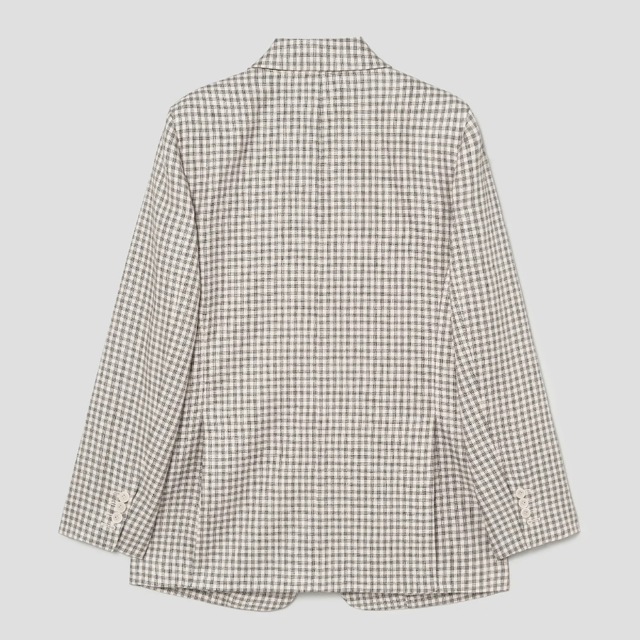 Theory Women Linear Check Oversized Blazer - Cream Multi