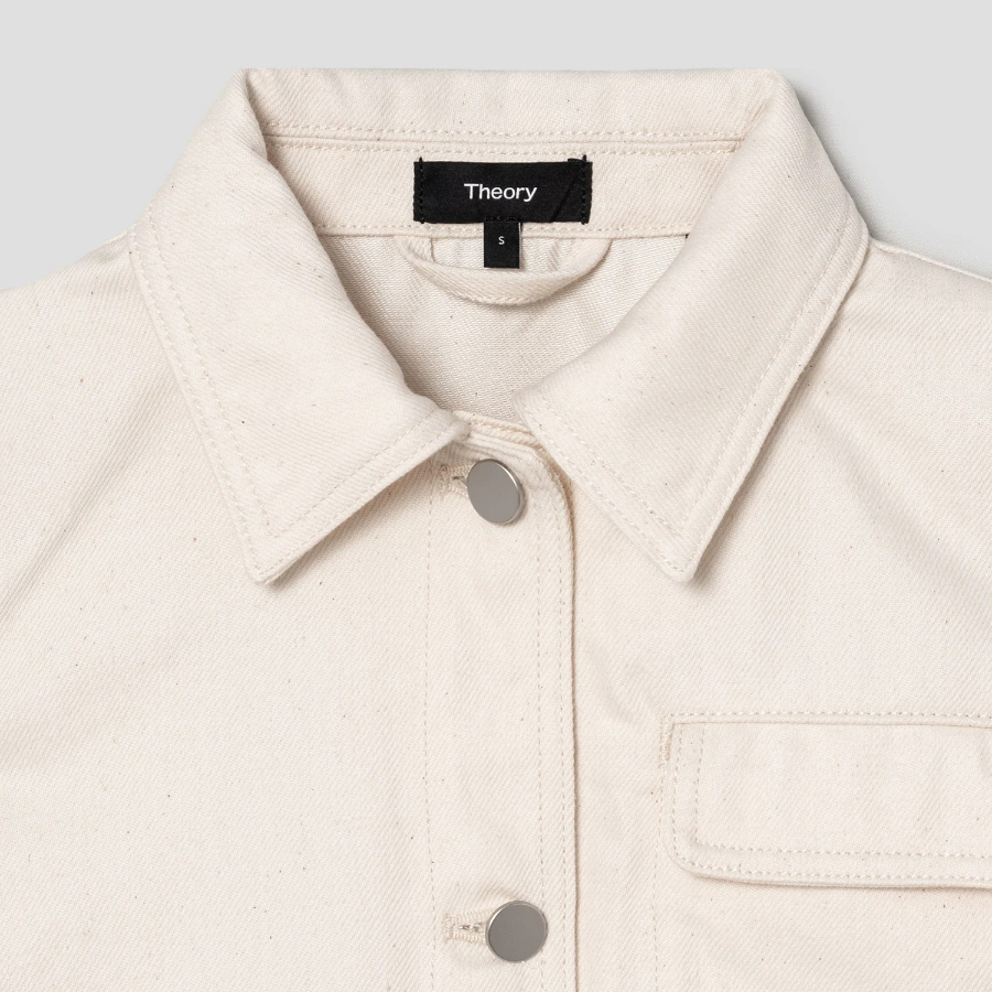 Theory Women Soft Denim Casual Jacket - Ecru