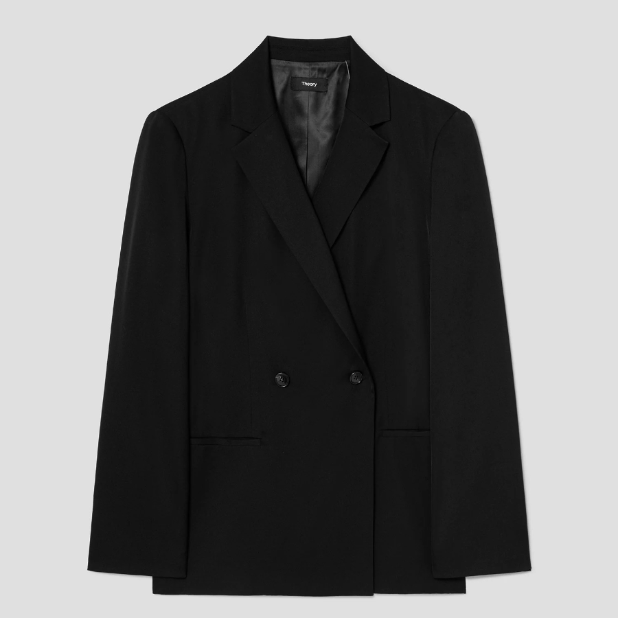 Theory Women Silk Georgette Relaxed Double Jacket - Black