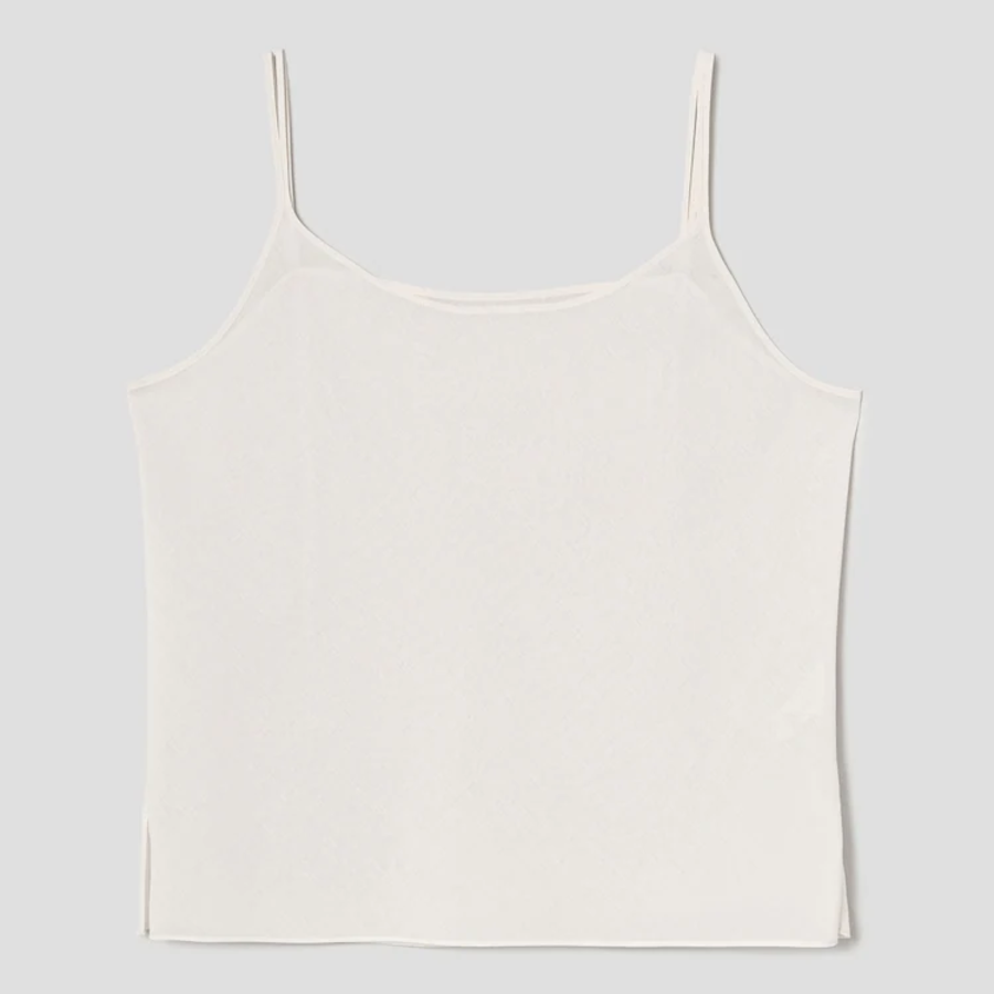 KUHO [Crease Series] Collar Neck See-Through Blouse - Ivory