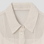 KUHO [Crease Series] Collar Neck See-Through Blouse - Ivory