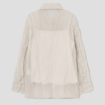 KUHO [Crease Series] Collar Neck See-Through Blouse - Ivory