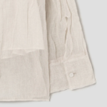 KUHO [Crease Series] Collar Neck See-Through Blouse - Ivory