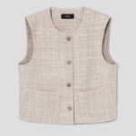Theory Women Texture Tweed Patch Pocket Vest - Taupe Multi