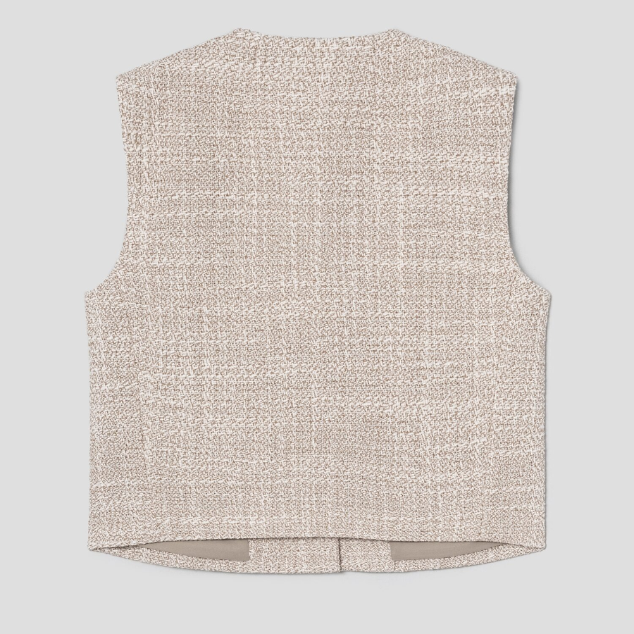 Theory Women Texture Tweed Patch Pocket Vest - Taupe Multi