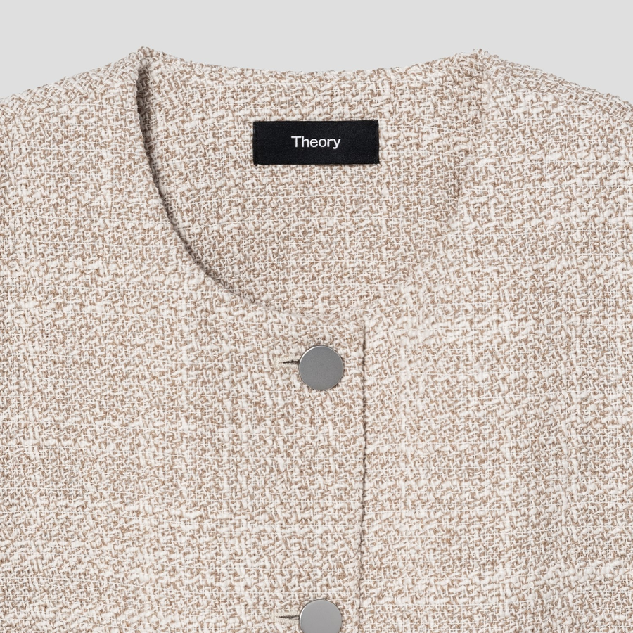 Theory Women Texture Tweed Patch Pocket Vest - Taupe Multi