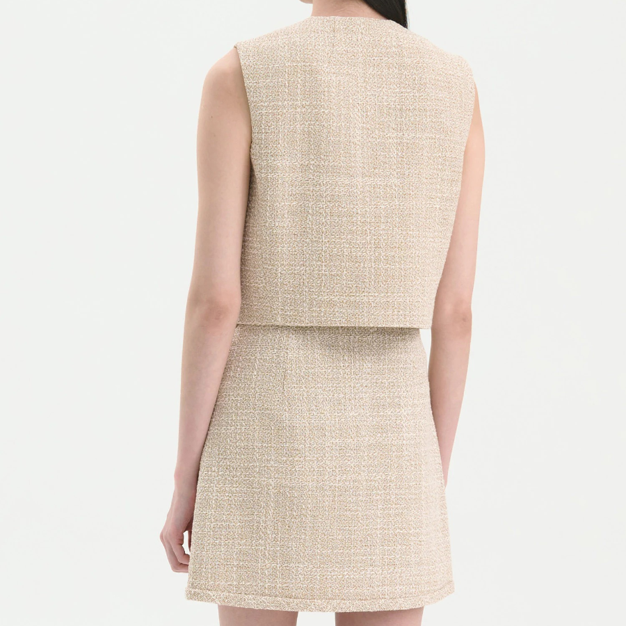 Theory Women Texture Tweed Patch Pocket Vest - Taupe Multi