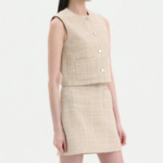 Theory Women Texture Tweed Patch Pocket Vest - Taupe Multi