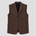 Theory Women Wool Hopsack Boxy Oversized Vest - Clove