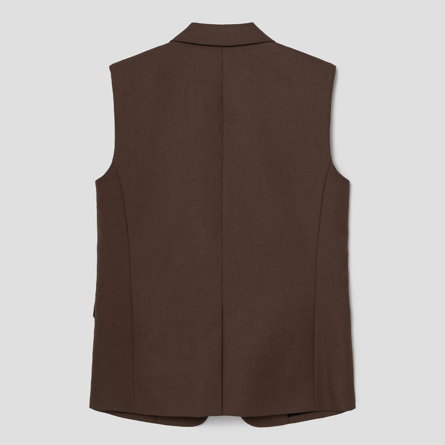 Theory Women Wool Hopsack Boxy Oversized Vest - Clove