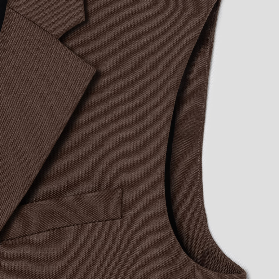 Theory Women Wool Hopsack Boxy Oversized Vest - Clove