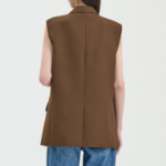 Theory Women Wool Hopsack Boxy Oversized Vest - Clove