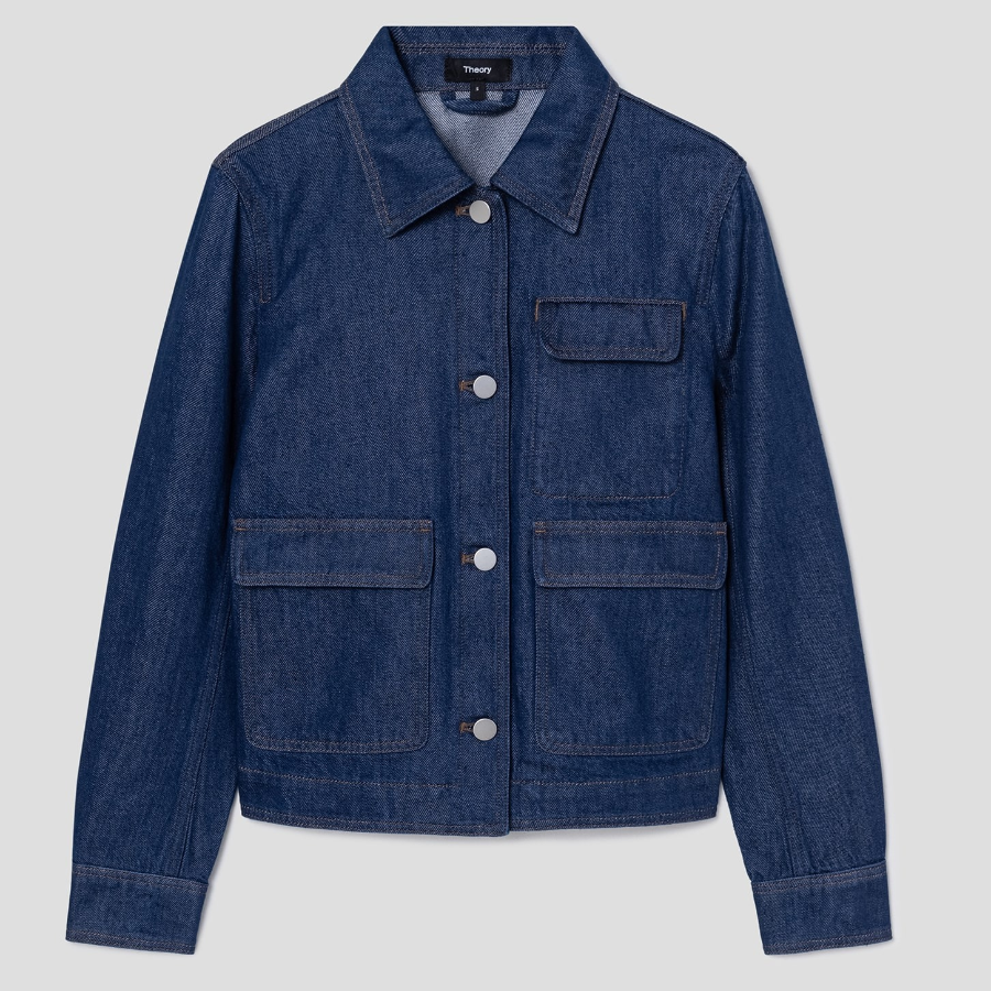 Theory Women Relaxed Denim Casual Jacket - Indigo