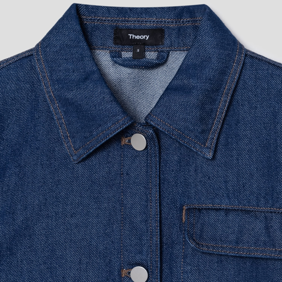 Theory Women Relaxed Denim Casual Jacket - Indigo