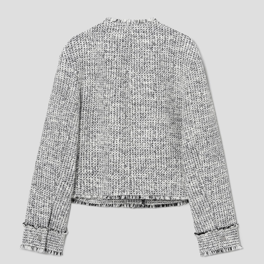 Theory Women Mod Tweed Crew Neck Button Jacket - White Multi