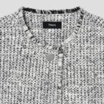 Theory Women Mod Tweed Crew Neck Button Jacket - White Multi