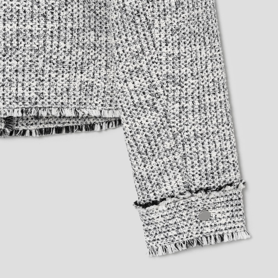 Theory Women Mod Tweed Crew Neck Button Jacket - White Multi