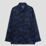 KUHO Collar Neck See-Through Blouse - Navy