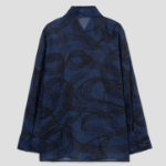 KUHO Collar Neck See-Through Blouse - Navy