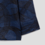 KUHO Collar Neck See-Through Blouse - Navy