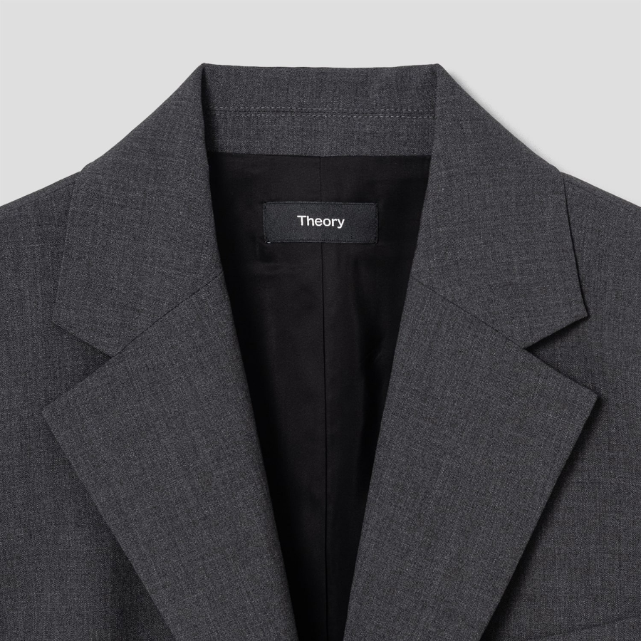 Theory Women Traceable Wool 2 Button Blazer - Charcoal Melange