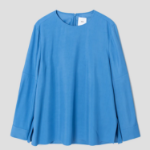 KUHO Rayon Round Neck Blouse - Blue