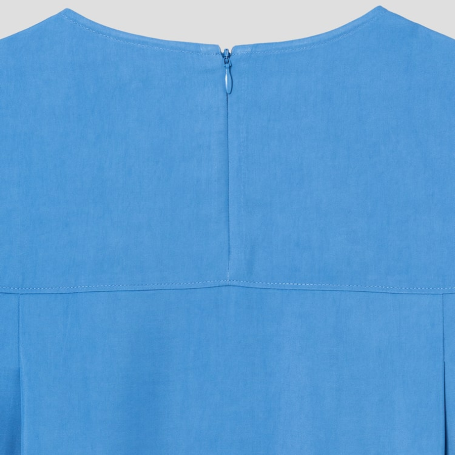 KUHO Rayon Round Neck Blouse - Blue