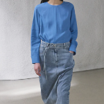 KUHO Rayon Round Neck Blouse - Blue