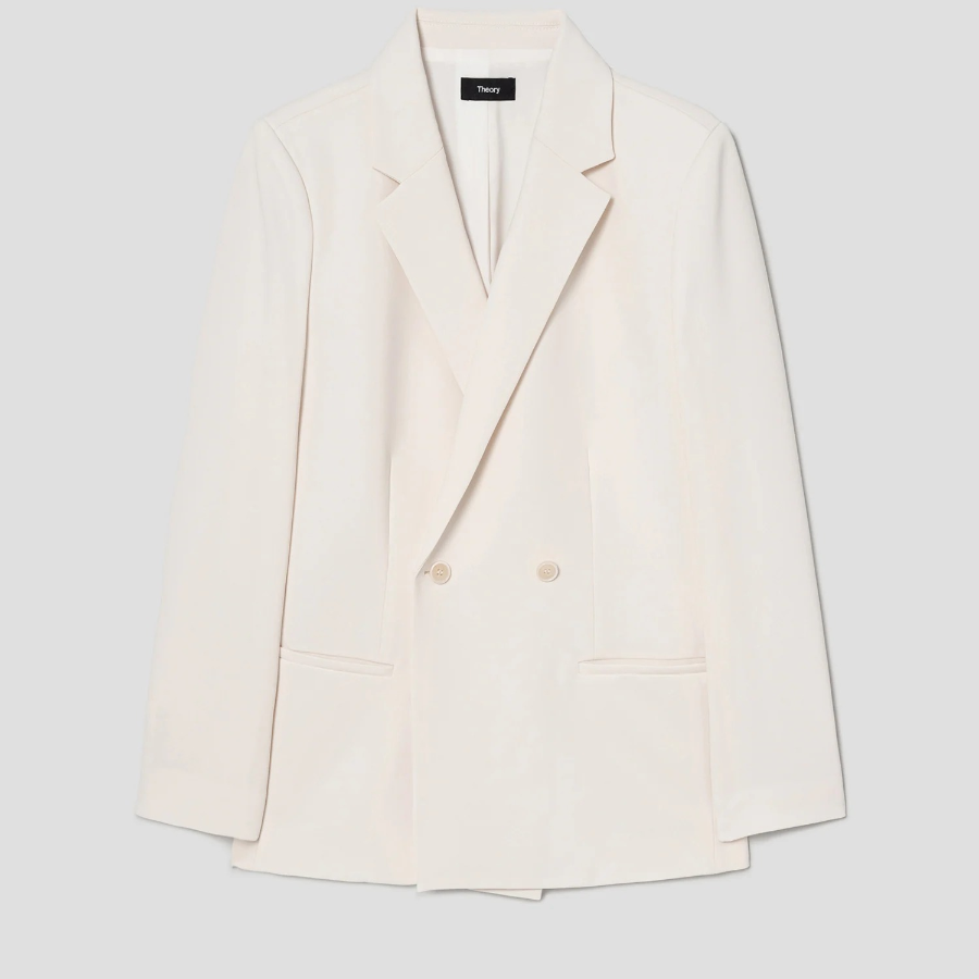 Theory Women Admiral Crepe Relaxed Double Jacket - Rice