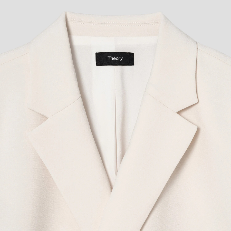 Theory Women Admiral Crepe Relaxed Double Jacket - Rice