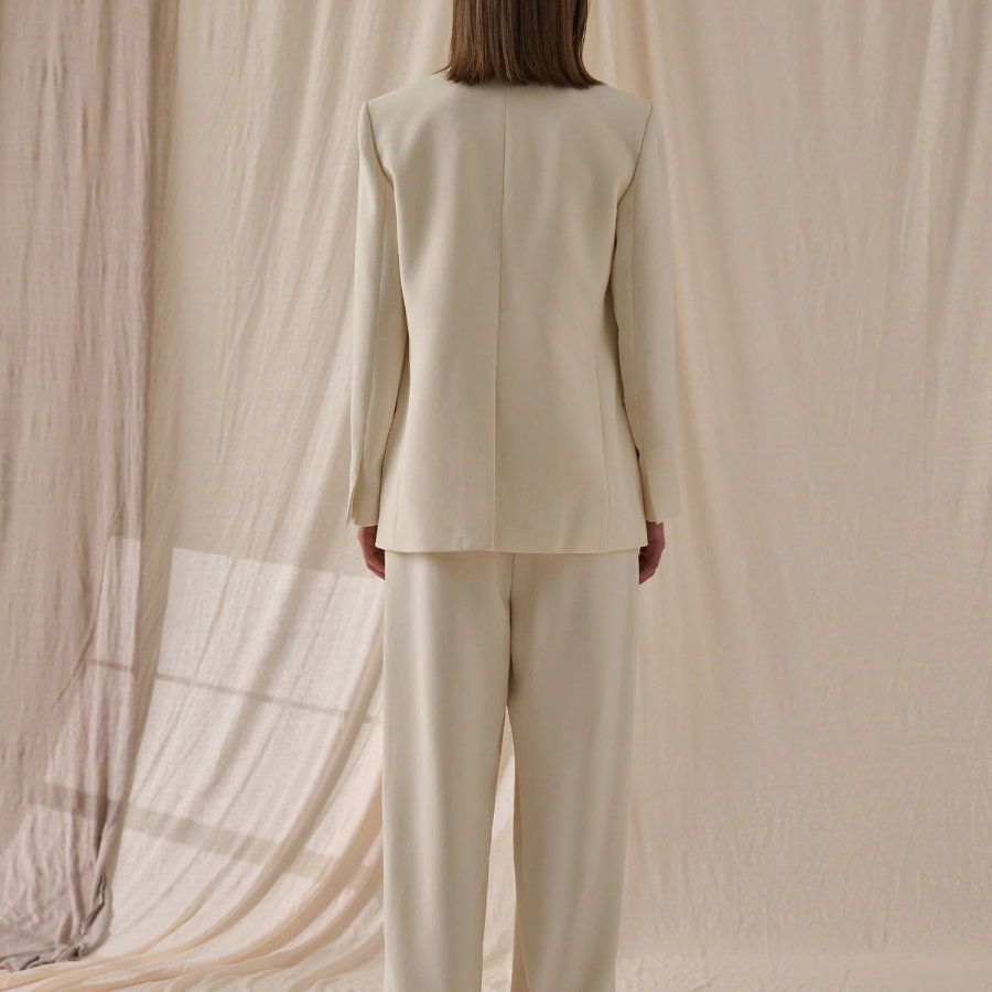 Theory Women Admiral Crepe Relaxed Double Jacket - Rice