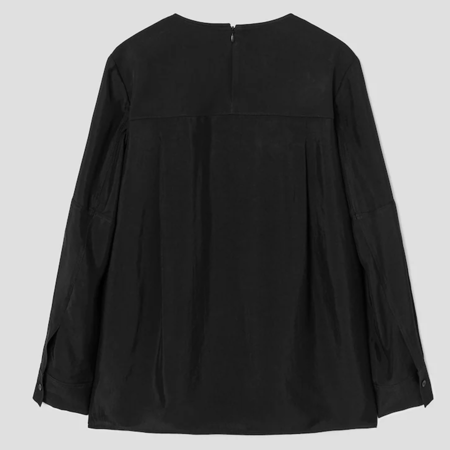 KUHO Rayon Round Neck Blouse - Black