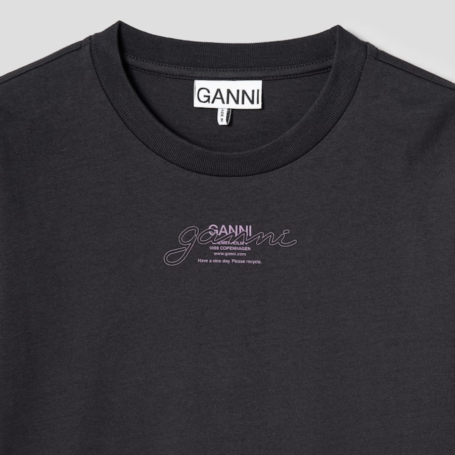 GANNI Future Heavy Jersey Long Sleeve T-Shirt - Ash
