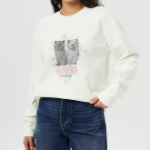 GANNI [EXCLUSIVE] Isoli Kittens Drop Shoulder Sweatshirt - White