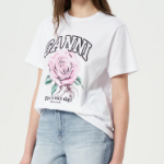 GANNI Basic Jersey Rose Relaxed T-shirt - Bright White