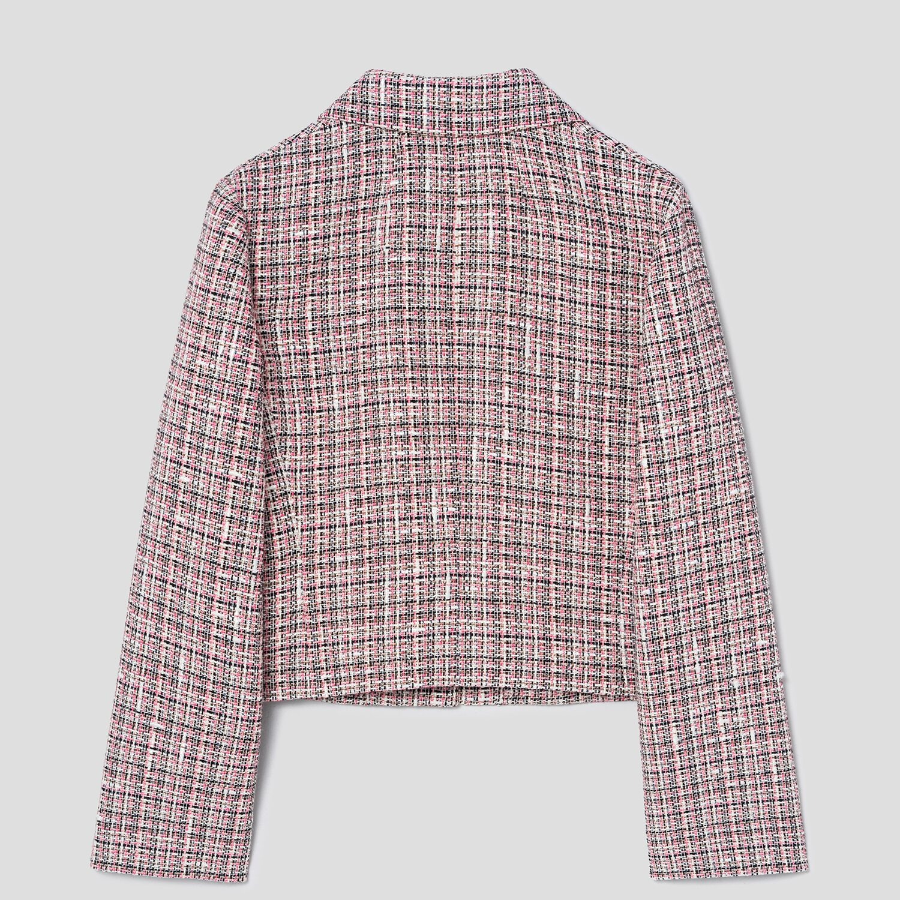 Theory Women Multicolor Tweed Patch Crop Jacket — Pink Multi